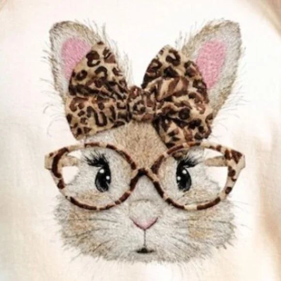 Leopard Glasses Rabbit Shirt, Bunny T-Shirt, Easter Day Shirt, - Picture 2 of 3